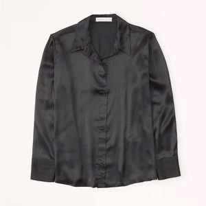NWOT Abercrombie long-sleeve satin button-up shirt